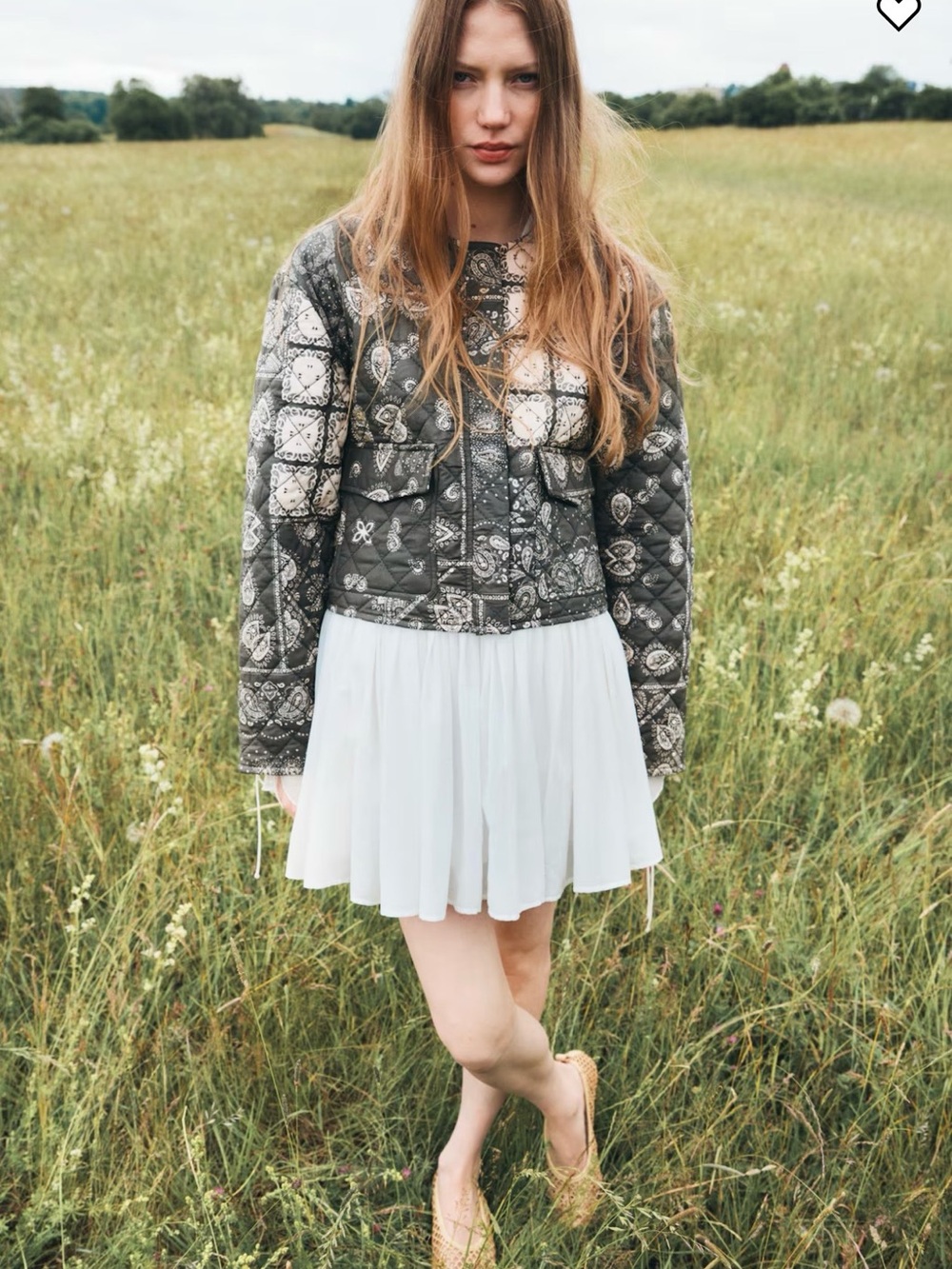 H&M Quilted Paisley Jacket - Olive & Beige